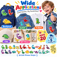 Patch brodé thermocollant ou à coudre pour enfants, motif dinosaures mignons (Triceratops, Stegosaurus, Pterodactyl), vente en gros
