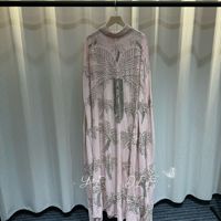 Abaya musulmane, vêtements islamiques, robe de soirée élégante et luxueuse avec perles de cristal, robe de bal pour femme, manches chauve-souris, robe longue en mousseline de soie ample