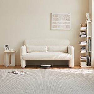 Modern Velvet Fabric Square Two Seat Sofa Bed Upholstered Comfy Space-saving Sofa for <b>Small</b> Spaces Living Room Apartment Beige - Product Image 5
