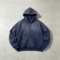 Hoodie zippé vintage coupe ample en molleton épais 400 g/m², effet délavé, de marque Street Wear, pour usine de confection