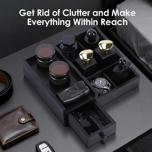 Organisateur de Cologne en Bois Noir pour Hommes, Grande Capacité, avec Tiroir, Décoration de Chambre Masculine, Support de Rangement pour Salle de Bain - Product Image 3
