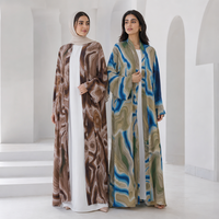Abaya islamique pour femmes Loriya, disponible en 2 couleurs, vente en gros, tissu marbré imprimé, long kimono cardigan, robe islamique modeste