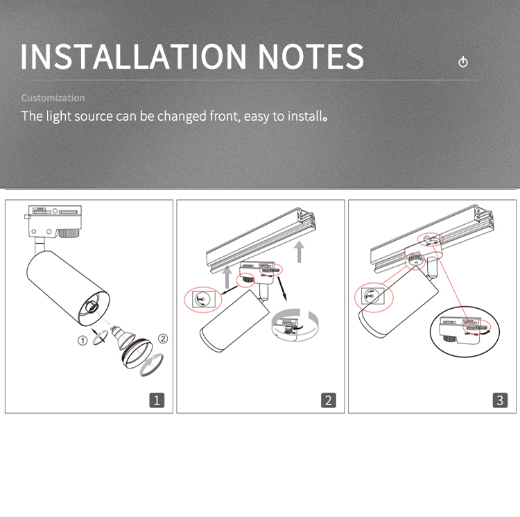 Pure Aluminium Magnetic Track Light Gu10 Fixture Spot Light Track Adjustable Angle 90 Degree