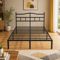 Lit double en acier pliable, réglable, extensible, portable, simple, élégant et durable pour hôtel, appartement, chambre à coucher (vente en gros)