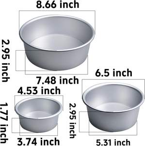 Ensemble de moules à gâteau en aluminium écologiques, ronds, de 6 à 16 pouces, profondeur de 2 pouces, épaisseur de 1,5 mm - Product Image 2