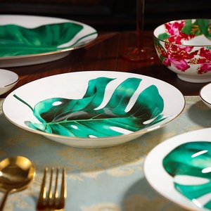 Juego de Vajilla de Lujo para Comedor, Decoración para el Hogar, Juego de Vajilla de Cerámica Exquisita con Diseño de Selva Tropical, Porcelana, 4 Piezas, en Caja de Regalo, Gran Venta - Product Image 5