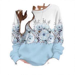 เสื้อสเวตเชิ้ตคอกลม RNSHANGER รุ่น Autumn ผ้าโพลีเอสเตอร์ระบายอากาศได้ดี ลายดอกไม้พิมพ์ลายด้านหน้า พร้อมโลโก้ ดีไซน์ใหม่ สวมใส่สบาย - Product Image 4