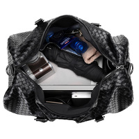 Nouveau sac de voyage en PU de grande capacité, unisexe, décontracté, pour courte distance, sac à main, sac de sport tissé à carreaux, fermeture éclair imperméable, poignée télescopique
