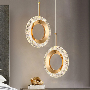 <strong>Light</strong> Luxury Bedside <strong>Chandelier</strong> Master Bedroom Modern and Simple Dining Room Long Line <strong>Small</strong> LED Gold Pendant <strong>Light</strong> - Product Image 1