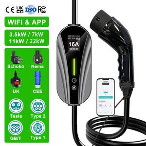 Chargeur rapide pour véhicule électrique AC 22 kW, 11 kW, 16 A, 380 V, 32 A, EVSE 7 kW, <span class=keywords><strong>prise</strong></span> femelle et mâle de type 2, <span class=keywords><strong>bleu</strong></span>, CEE, fixation 3 trous, <span class=keywords><strong>prise</strong></span> 3 broches - Product Image 1