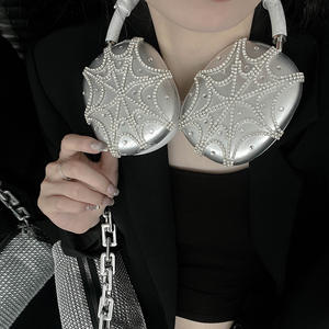 Funda de lujo para auriculares <span class=keywords><strong>AirPods</strong></span> <span class=keywords><strong>Max</strong></span>, funda ultraprotectora con forma de telaraña y diamantes de imitación brillantes con incrustaciones de gemas brillantes - Product Image 2