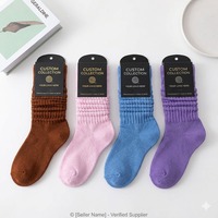 Chaussettes en coton personnalisées avec logo, pour créateur de mode, automne-hiver, chaudes, épaisses, pour jeunes filles et femmes, chaussettes mi-hautes décontractées