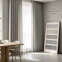 Rideaux occultants gris à plis froncés modernes sur mesure, longueur au sol, pour salle à manger, fenêtres baies et hybrides, ignifuges