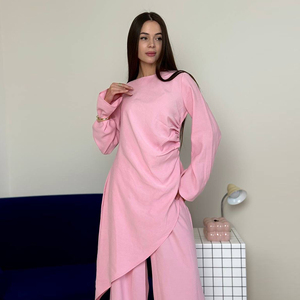 Completo Set Due Pezzi 2025 all'Ingrosso: Top Irregolare Elegante con Laccetti e Pantaloni - Set Moda Ufficio, Abaya Musulmana Modesta, Abbigliamento Donna - Product Image 4