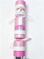 Craquelins de Noël Père Noël roses de 12 pouces - Adorables cadeaux de fête pastel pour les fêtes de fin d'année