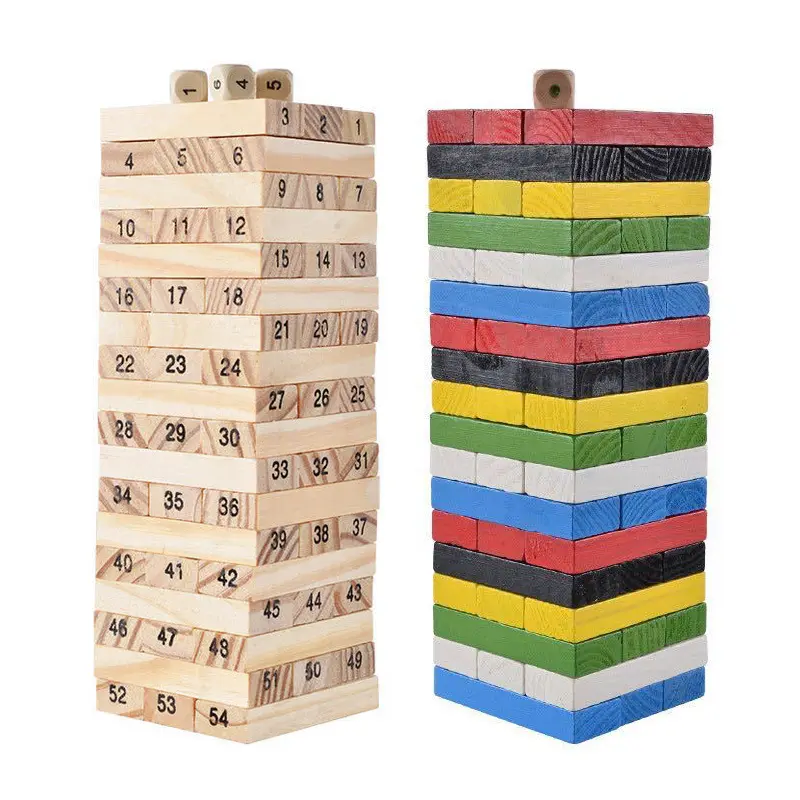 Amilton Bradley Mainan Blok Kayu Permainan Keseimbangan Menara Blok Kayu Susun Mainan Blok Tinggi Lipat