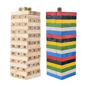 Amilton-Juego de bloques de madera de construcción, juego de bloques de madera, torre de bloques de madera con pliegues, juguetes de bloques altos