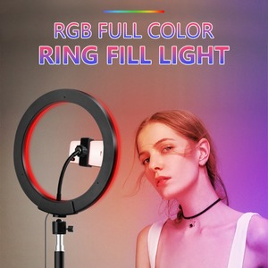 Trípode de luz de anillo de 10 pulgadas Cámara en vivo Soporte de luz ajustable de color RGB con control remoto Bluetooth Paquete completo - Product Image 2