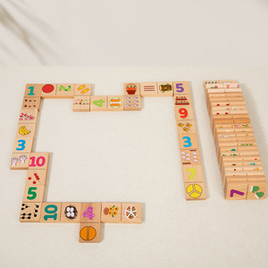 Jeu de dominos en bois pour enfants, blocs d'empilage, connecteurs <span class=keywords><strong>math</strong></span>ématiques, jouet éducatif pour garçons et filles - Product Image 1