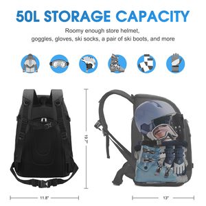 Sac à chaussures de ski gratuit, sac à dos rembourré pour bottes de snowboard avec trous de drainage, grande capacité, résistant à l'eau - Product Image 4