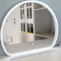 Miroir de coiffeuse LED en forme de champignon, à intensité variable, avec acrylique et verre, à fixation murale pour chambre et salle de bain