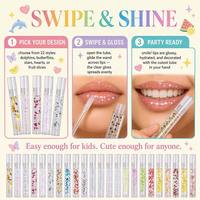 Kinderen Glitter Lipgloss Hydraterende Fruit-smaak 6 Kleuren Holografische Ster Goud Roze Zilver Rood Blauw Sparkle Shine Transparante Gel