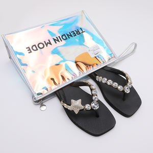 Nouvelles sandales d'été 2025 <span class=keywords><strong>pour</strong></span> femmes, respirantes et légères, style tongs, avec chaîne en strass et cristaux cousus main en forme de V, chaussures de plage à bout ouvert - Product Image 6