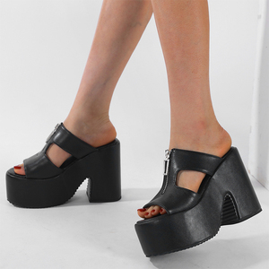 2025 Summer Women's Comfortable High Heels Waterproof Leather Platform Sandals with Breathable Toe Outdoor Wedge Jelly <b>Shoes</b> - Product Image 2