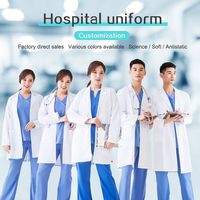 Blouse de laboratoire blanche tissée pour hommes, uniforme d'hôpital, veste de médecin à manches longues avec poches, blouse chirurgicale OEM