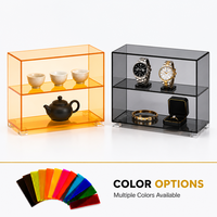 Vitrine de bureau en métal transparent à 2 niveaux, personnalisable, facile à assembler et à monter soi-même, pour service à thé et objets de collection