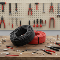 Kabel PV Pntech PV1-F Bersertifikasi TUV 1m 1x6mm² Berkualitas Tinggi Dapat Disesuaikan Warna Hitam dan Merah untuk Inverter Tenaga Surya