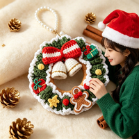 Ornements de Noël ronds en tissu crocheté à la main - Décoration intérieure - Cadeau