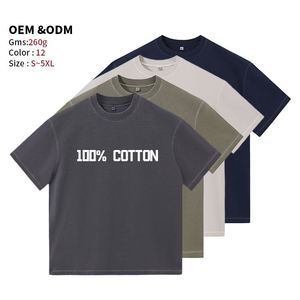 Streetwear 260GSM Heavyweight Cotton Oversized <b>Tshirt</b> Set Custom Dyed Worn Out Bleached Vintage Distressed Mens Casual Two Piece - Product Image 4