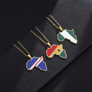 Colgante de Metal con la bandera de África, collar con mapa de acero inoxidable de Ghana y Ghana de Nigeria - Product Image 5