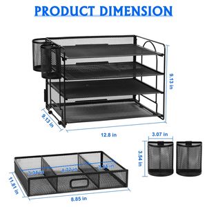 Offre Spéciale : Organisateur de Bureau Pliable en Métal à 4 Plateaux pour Documents et Courrier, avec Tiroir pour Fournitures de Bureau - Product Image 6