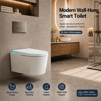 WC intelligent mural compact pour petites salles de bain avec plomberie dissimulée, siège chauffant et chasse d'eau automatique