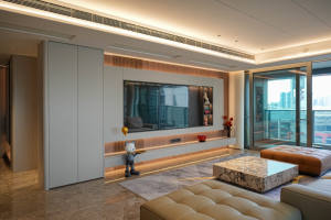 ตู้วาง<span class=keywords><strong>ท</strong></span>ี<span class=keywords><strong>วี</strong></span>สไตล์มินิมอลโมเดิร์นเคลือบแลคเกอร์แบบสัมผัสนุ่ม พร้อมไฟ LED เหมาะสำหรับโชว์รูม คลับ และวิลล่า - Product Image 2