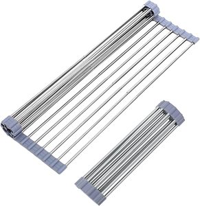 Roll Up Dish Drying Rack Over The Sink for Kitchen Sink Drying Rack Folding Dish Drainer Mat Rolling Sink Rack Stainless