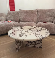 Table basse italienne minimaliste de luxe en pierre Calacata violet marbre taille personnalisée pour meubles de salon