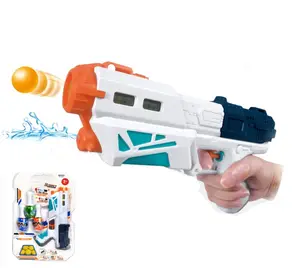 Children Cutie Soldier EPT Pingpong Soft Ball Foam Launching And Blaster Water Shooting Gun 2 in 1 Outdoor Toy Set