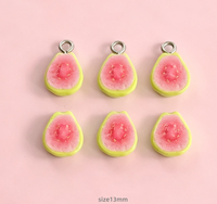 Mini Hart Guave Voedsel Spel Fruit Gesneden Sieraden Decoratie DIY Handgemaakte Hars Versiering Hanger