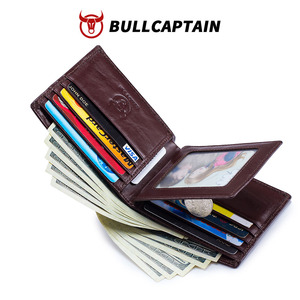 กระเป๋าสตางค์ BULLCAPTAIN สำหรับผู้ชาย หนังแท้ ช่องใส่บัตรหลายช่อง กระเป๋าสตางค์ธุรกิจแบบตั้ง หนังวัวแท้ ช่องใส่ใบขับขี่ - Product Image 5