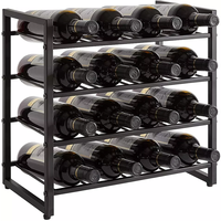 Organisateur de 12 bouteilles de couleur noire de haute qualité, casier à vin en métal pour la maison
