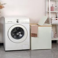 Panier à linge pliable en bambou 159L à double couvercle, personnalisable en usine, avec un design durable
