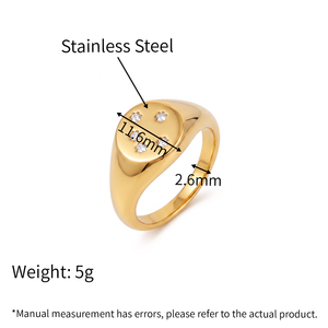 Anillo de acero inoxidable con forma de estrella y circonita, joyería delicada, 316L, PVD, chapado en oro - Product Image 2