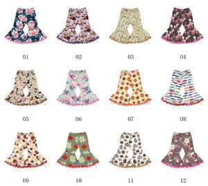 กางเกงขาบานเด็กผู้หญิงขายดี แต่งพู่ห้อยประดับดอกไม้ สไตล์บูติก - Product Image 6