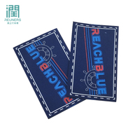 Étiquettes tissées écologiques en coton 100% haute densité personnalisées en usine avec logo personnalisé, coupe droite, lettrage personnalisé pour vêtements