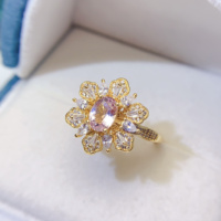 Nouvelle conception, bague de fiançailles vintage élégante en argent sterling 925, morganite naturelle, plaqué or 18 carats, bijoux personnalisés pour femmes
