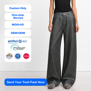 SHENGFU Jeans droits amincissants taille haute personnalisés OEM pour femme, style vintage délavé, coupe ample, pantalon en denim style <span class=keywords><strong>hippie</strong></span>, <span class=keywords><strong>mode</strong></span> 2026 - Product Image 1