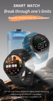 HT48 Herren Runde Outdoor Smartwatch 1,46 Zoll IPS-Bildschirm 1000mAh Taschenlampe BT-Anruf IP68 Wasserdicht Gesundheits-Tracker OEM-Uhr